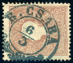 B.CSABA 6/3, sehr seltener blauer Zier-K2 klar a. 10 Kr., unten wzg. ...