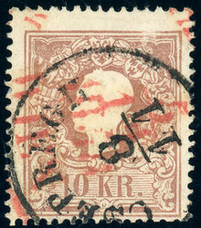 CSEPREGH 8/11, K1 und roter Recomandirt Stempel von Wien auf 10 Kr., ...