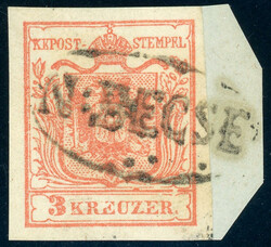 N:BECSE, selt. Ovalstempel a. Luxusbfst. 3 Kr., Ryan 1668