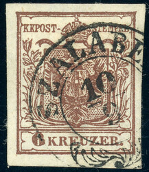 SZALABER 10/9, Zier K2 a. Kab-Stück 6 Kr., Ryan 1458