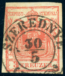 SZEREDNYE 30/5, Zier K2 zentr. a. Kab-Stück 3 Kr., Ryan 1540