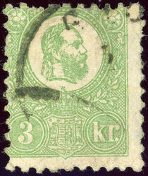 Steindruck, 3 Kr. grün, Prachtstück mit ein paar verkürzten ...