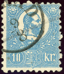 Steindruck, 10 Kr. weißblau, sauber gestempeltes Kab-Stück ...