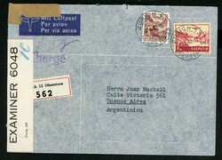 6.1.42, Luftp.-R-Brief aus Zürich über NY nach Argentinien, auf den ...