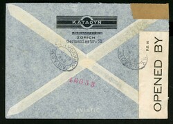 6.1.42, Luftp.-R-Brief aus Zürich über NY nach Argentinien, auf den ...