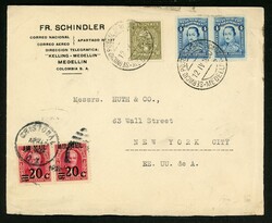 12.4.30, Scadta Luftpostbrief aus Medellín nach New York mit MiF