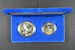 1986, Proof Set 1/2 und 1 Dollar Liberty in entspr. Schatulle