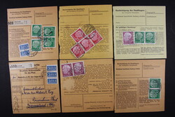 BUND, Heuß I, 15 Paketkarten mit MiF waager. Paare, u.a. 2mal 40 Pfg ...