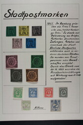 STADTPOST, kleine alte Sammlung Marken und Belege auf Blättern und ...