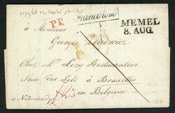 MEMEL/(.AUG, L2 und Ra1 Franco tout sowie rot PP 1827 auf Brief aus ...