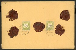 2mal 30 Pfg. rücks. als MeF auf Wertbrief 1910 420 Mk. 24 gr. aus ...