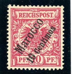 10 Pfg. rotkarmin, tadellos ungebr., gepr. Steuer (Katalogwert: 220)