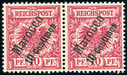 10 C. a. 10 Pfg. rotkarmin, waager. tadellos ungebr. Paar mit FB ...