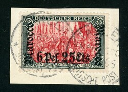 6 Pes. 25 Cts. a. 5 Mk. ohne Wz. auf Kab-Bfst. TANGER, gepr. Bothe ...