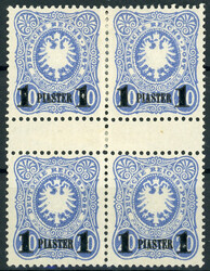 1 Piaster a. 20 Pfg. Nachdruck im tadellos ungebr. ZS-4erBlock  ...