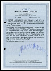 2 MK. mit 20 Pfg. mittelblau und 2mal 50 Pfg. a. PA mit sauberen St. ...