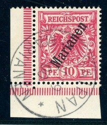 10 Pfg. lilarot, steiler Aufdr., linke untere Luxusbogenecke mit ...