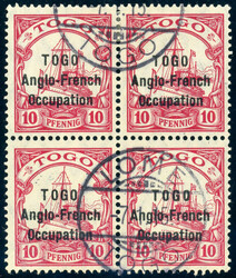 10 Pfg. enger Aufdruck im tadellos gest. Viererblock LOME 7.1.15 ...