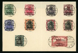 15 Pfg. karminbraun mit idealem Stempel LYCK 11.7.20 auf großemBlatt ...