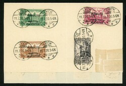 15 Pfg. karminbraun mit idealem Stempel LYCK 11.7.20 auf großemBlatt ...