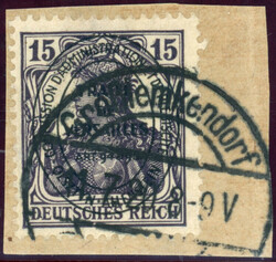 15 Pfg. schwarzviolett auf Kab-Bfst. Großlemkendorf 11.7.20, gepr ...