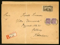 1,80 Mk. MiF auf R-Brief bis 140 gr. aus Flensburg mit Devisenzensur, ...