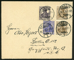 DANZIG 19.7.20, schöner kleiner Vorläuferbrief mit u.a. senkr. Paar ...