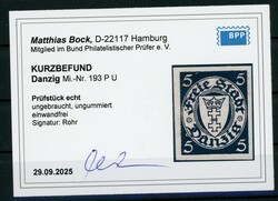 5 Pfg. als ungezähnter Probedruck in schwarz ohne Gummi, KB Bock ...