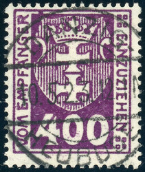 400 Pfg. mit perfekt zentrischem Stempel DANZIG HEUBUDE 10.5.23, ...