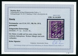 500 Mk. Wz. X, sauber gestempelt, unten einige leicht verkürzte ...