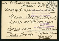 4.3.16, Feldp.-Karte nach Frankreich in ein KG-Lager mit Zensur-L3 ...