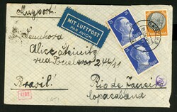 13.10.41, LATI-Luftp.-Bedarfsbrief aus Danzig 3 nach Rio mit OKW ...