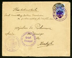 25 Cent a. 20 Pfg. als EF auf Brief mit Doppelentwertung ...