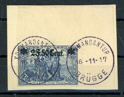 2 F. 25 Vent a. 2 Mk., OR Platte auf Luxusbfst. mit K1 KOMMANDANTUR ...