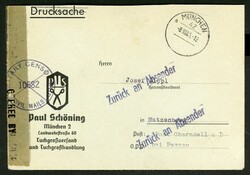 8.10.45, Zensurbrief aus München ohne Gebührenvermerk nach ...