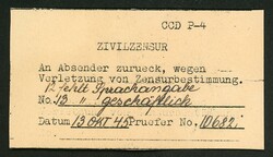 8.10.45, Zensurbrief aus München ohne Gebührenvermerk nach ...