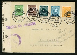10.12.46, Brief aus Düsseldorf in die USA, von der Zensur ...