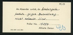 10.12.46, Brief aus Düsseldorf in die USA, von der Zensur ...