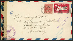 14.12.46, GSU aus den USA nach Karlsruhe über Zensurstelle Esslingen ...