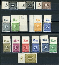 14 versch. Werte Ziffer Oberrand Plattendruck durchgezähnt,tadellos ...