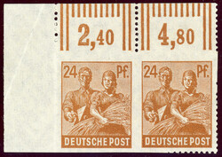 24 Pfg. im waager. li. oberen Eckrandpaar, die linke Marke ist ...