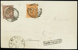 1863-77 De La Rue Turin-printing 30C brown and Umberto I 20c orange ...