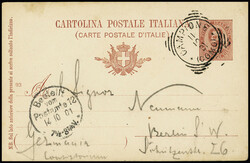 1901 Umberto I 10C carmine postal stationery card to Berlin with very ...