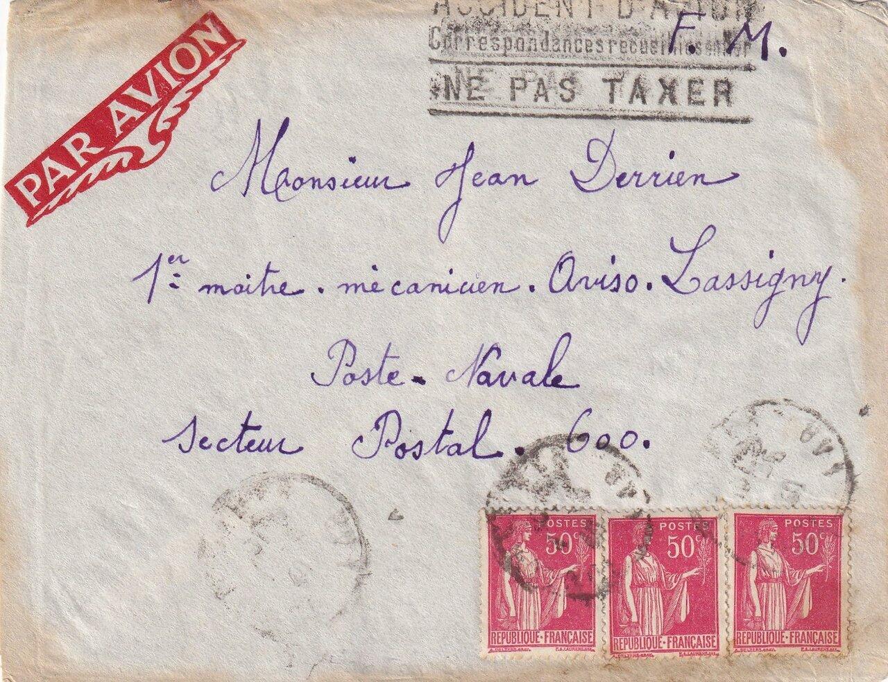 1940 (05.05.) Toulon, Far, Brief an Feldpostnummer Poste Navale, ...