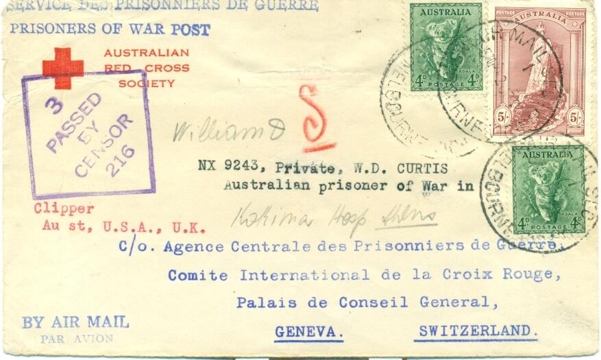 1942 (02.11.) Melbourne, Australien, Brief vom Australien Red Cross ...