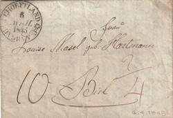1845 (06.04.) Schöftland, Faltbrief nach Biel, mit Inhalt.