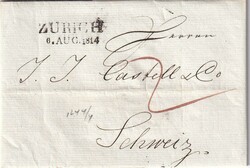 1814 (06.08.) Zürich (Zweizeiler mit Datum) Faltbrief nach Schwyz, ...