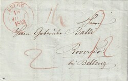 1843 (15.08.) Brugg, Faltbrief nach Roveredo bei Bellinzona, mit ...
