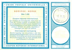 1972 Internationaler Antwortschein, IAS, Oslo, Norwegen. über Nkr. 1 ...