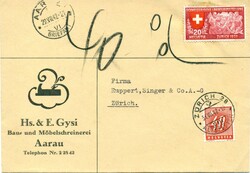 1942 (29.07.) Aarau, Briefamt, 20 Rp. (ZU-Nr. 220) auf Fernbrief nach ...